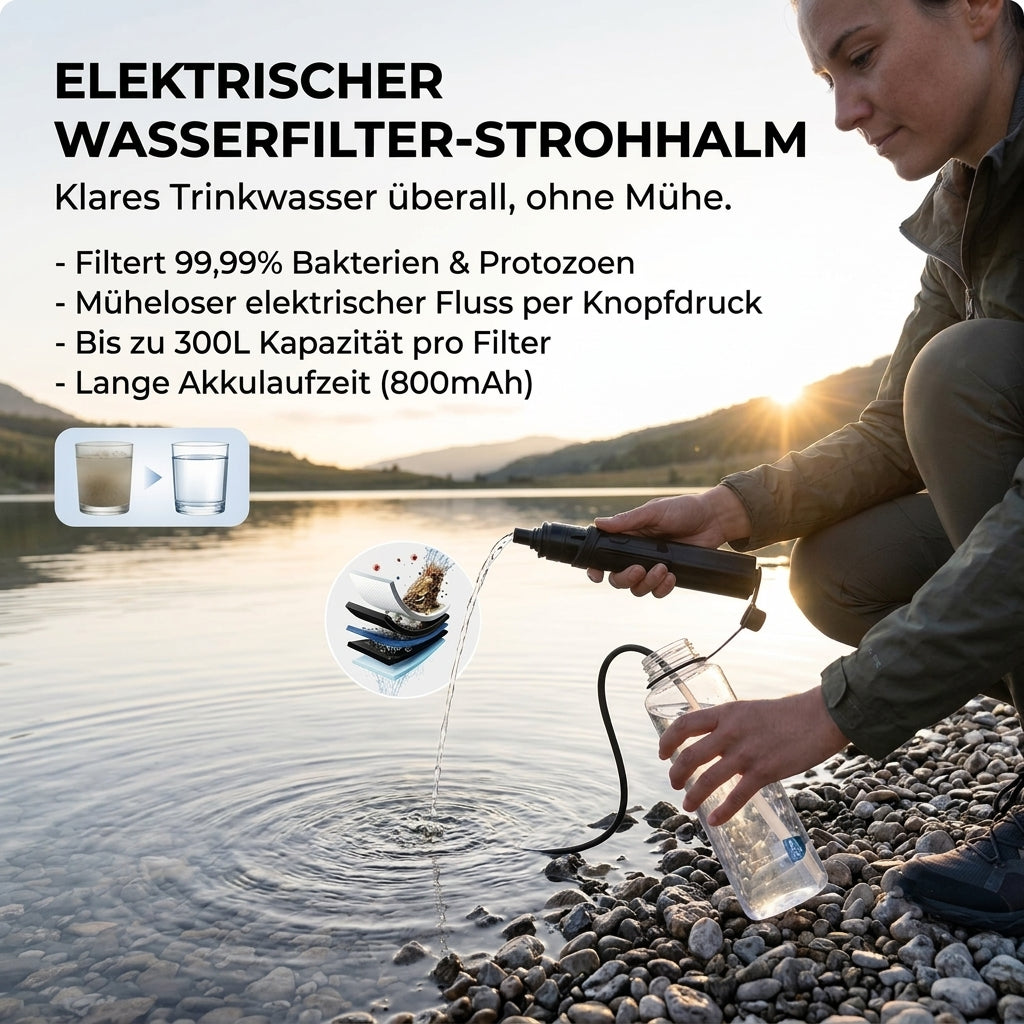 Elektrischer Outdoor-Wasserfilter-Strohhalm